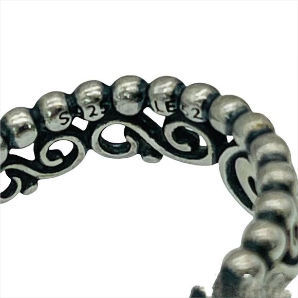 Vintage Sterling Silver Signed 925 ALE Pandora CZ Stone Heart Tiara Ring Size 6. - Picture 8 of 9